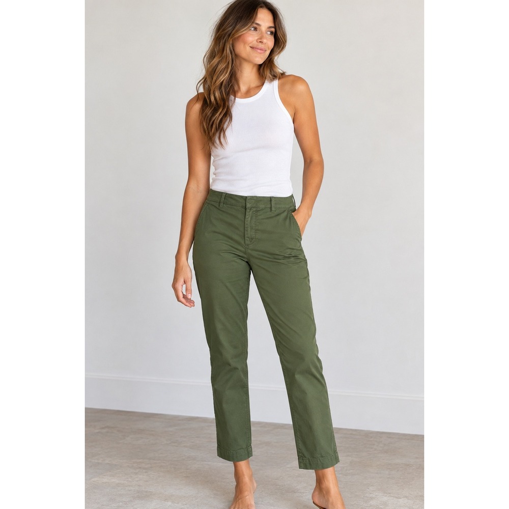 Gap Downtown Khaki Olive Green Chino Pants Straight Leg Size 8